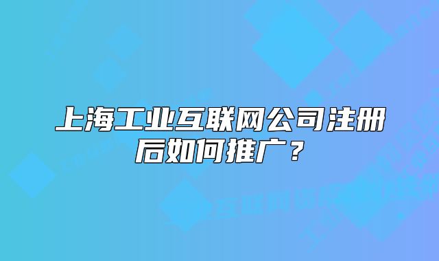 上海工業(yè)互聯(lián)網(wǎng)公司注冊后如何推廣？