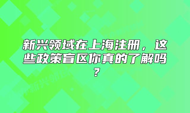 新興領(lǐng)域在上海注冊(cè)，這些政策盲區(qū)你真的了解嗎？