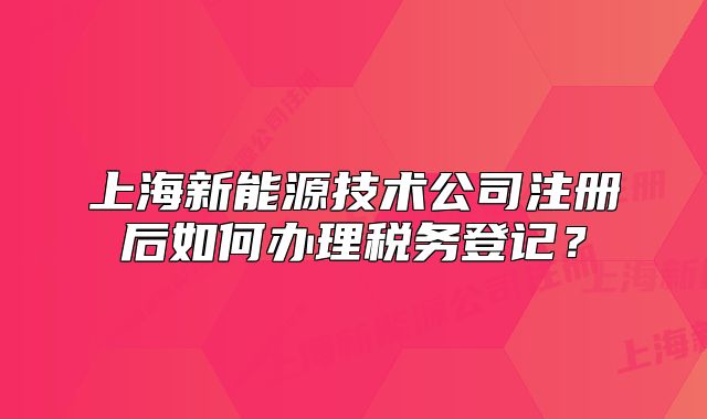 上海新能源技術(shù)公司注冊(cè)后如何辦理稅務(wù)登記？