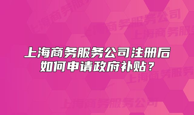 上海商務(wù)服務(wù)公司注冊后如何申請政府補(bǔ)貼？