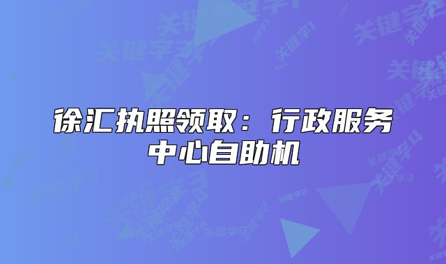 徐匯執(zhí)照領(lǐng)?。盒姓?wù)中心自助機