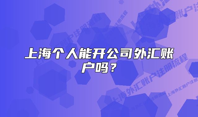 上海個人能開公司外匯賬戶嗎？