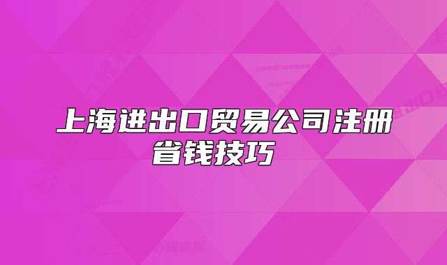 上海進(jìn)出口貿(mào)易公司注冊省錢技巧 