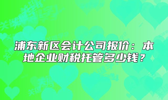 浦東新區(qū)會計公司報價：本地企業(yè)財稅托管多少錢？