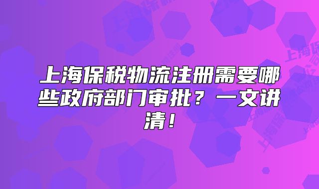 上海保稅物流注冊需要哪些政府部門審批？一文講清！