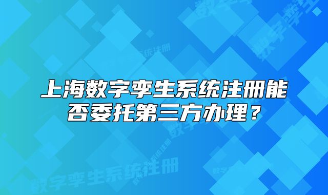 上海數(shù)字孿生系統(tǒng)注冊能否委托第三方辦理？