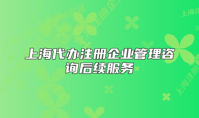 上海代辦注冊企業(yè)管理咨詢后續(xù)服務(wù)