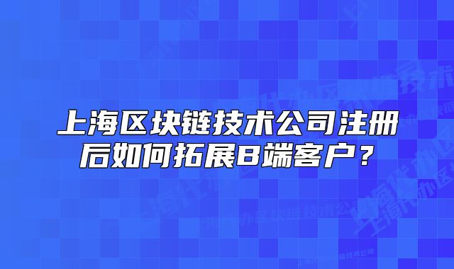 上海區(qū)塊鏈技術公司注冊后如何拓展B端客戶？