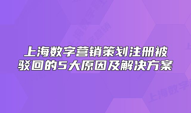 上海數(shù)字營銷策劃注冊被駁回的5大原因及解決方案