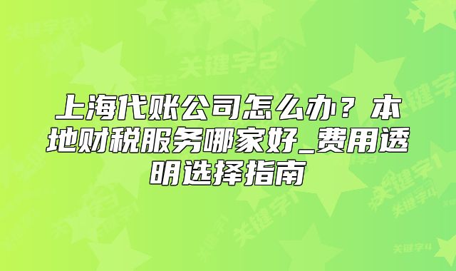 上海代賬公司怎么辦？本地財(cái)稅服務(wù)哪家好_費(fèi)用透明選擇指南