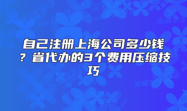 自己注冊上海公司多少錢？省代辦的3個費用壓縮技巧
