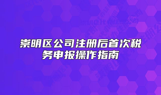崇明區(qū)公司注冊(cè)后首次稅務(wù)申報(bào)操作指南