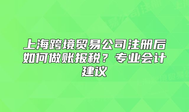 上?？缇迟Q(mào)易公司注冊后如何做賬報(bào)稅？專業(yè)會計(jì)建議