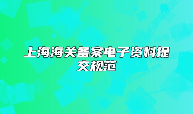 上海海關(guān)備案電子資料提交規(guī)范