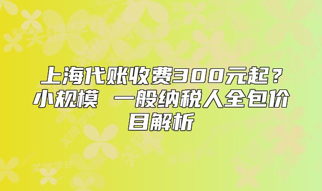 上海代賬收費(fèi)300元起？小規(guī)模 一般納稅人全包價(jià)目解析