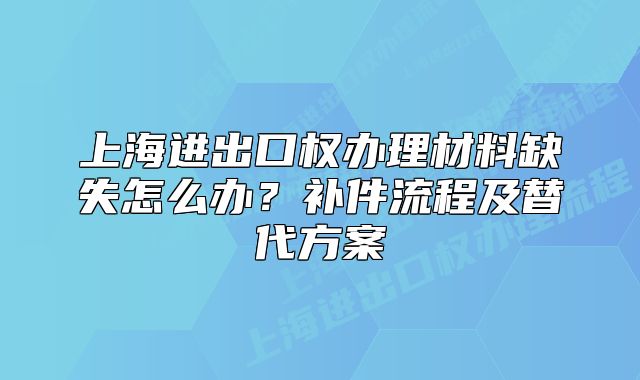上海進出口權辦理材料缺失怎么辦？補件流程及替代方案
