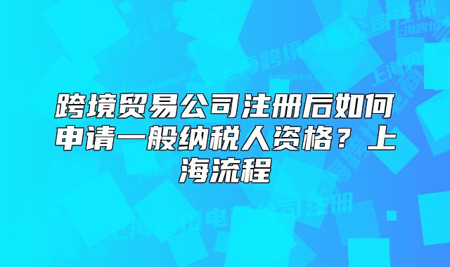 跨境貿(mào)易公司注冊后如何申請一般納稅人資格？上海流程