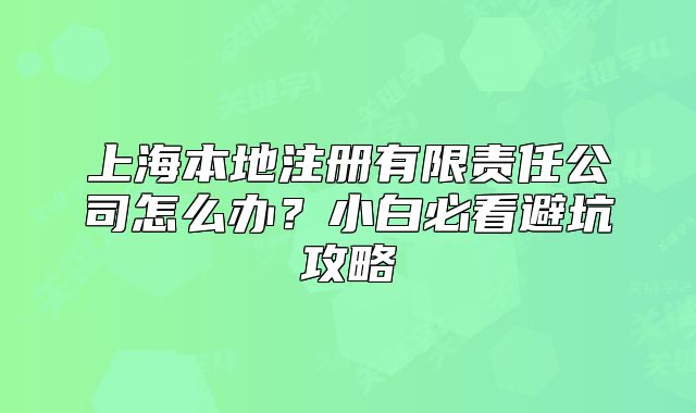 上海本地注冊有限責(zé)任公司怎么辦？小白必看避坑攻略