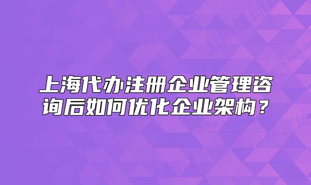 上海代辦注冊企業(yè)管理咨詢后如何優(yōu)化企業(yè)架構？