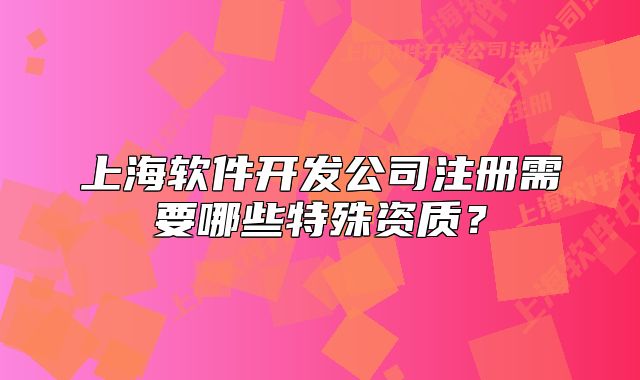 上海軟件開發(fā)公司注冊需要哪些特殊資質？