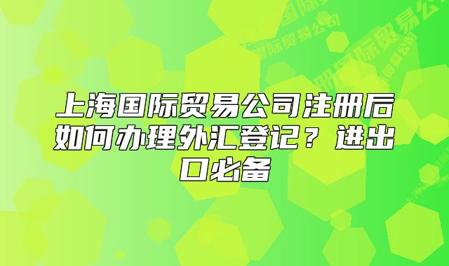 上海國際貿(mào)易公司注冊(cè)后如何辦理外匯登記？進(jìn)出口必備