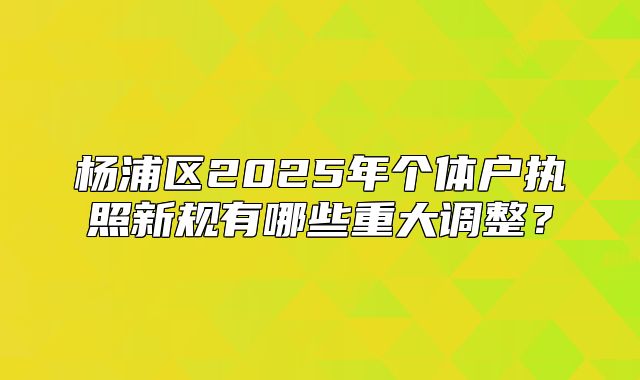 楊浦區(qū)2025年個(gè)體戶執(zhí)照新規(guī)有哪些重大調(diào)整？