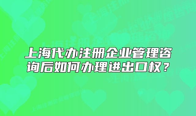 上海代辦注冊(cè)企業(yè)管理咨詢后如何辦理進(jìn)出口權(quán)？