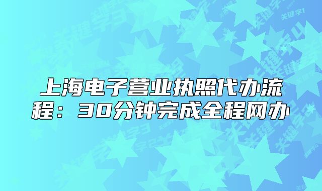 上海電子營(yíng)業(yè)執(zhí)照代辦流程：30分鐘完成全程網(wǎng)辦
