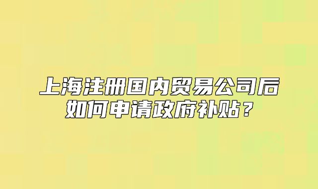 上海注冊(cè)國(guó)內(nèi)貿(mào)易公司后如何申請(qǐng)政府補(bǔ)貼？