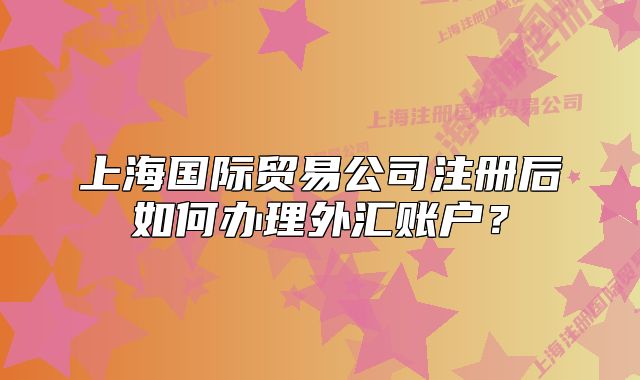 上海國際貿(mào)易公司注冊后如何辦理外匯賬戶？