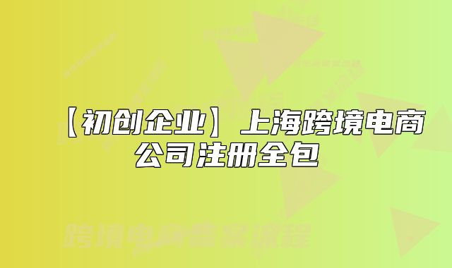 【初創(chuàng)企業(yè)】上海跨境電商公司注冊(cè)全包