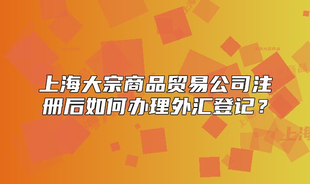 上海大宗商品貿(mào)易公司注冊后如何辦理外匯登記？