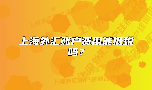 上海外匯賬戶費用能抵稅嗎？