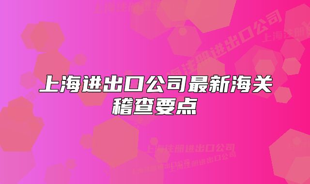 上海進(jìn)出口公司最新海關(guān)稽查要點(diǎn)