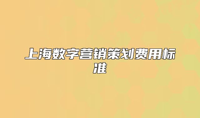 上海數(shù)字營(yíng)銷策劃費(fèi)用標(biāo)準(zhǔn)