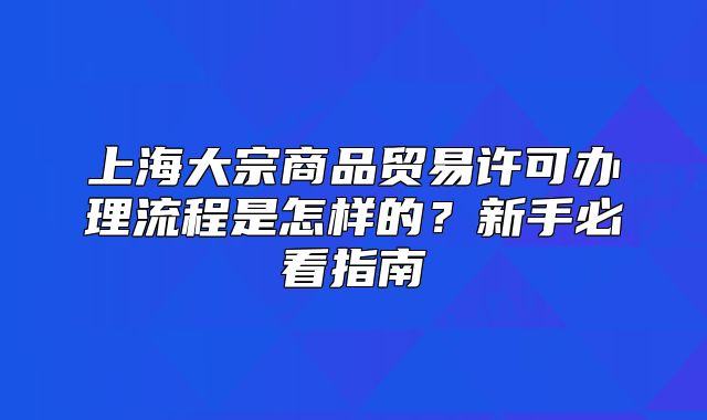 上海大宗商品貿(mào)易許可辦理流程是怎樣的？新手必看指南