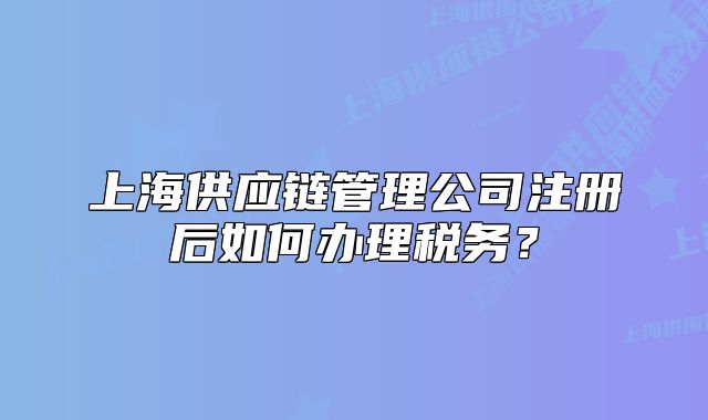 上海供應(yīng)鏈管理公司注冊后如何辦理稅務(wù)？