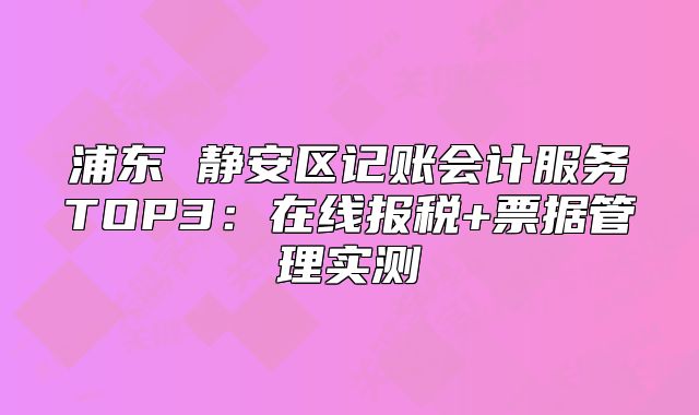 浦東 靜安區(qū)記賬會計服務(wù)TOP3:在線報稅+票據(jù)管理實測