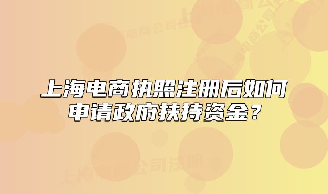 上海電商執(zhí)照注冊后如何申請政府扶持資金？