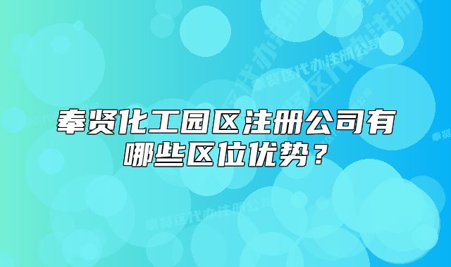 奉賢化工園區(qū)注冊公司有哪些區(qū)位優(yōu)勢？