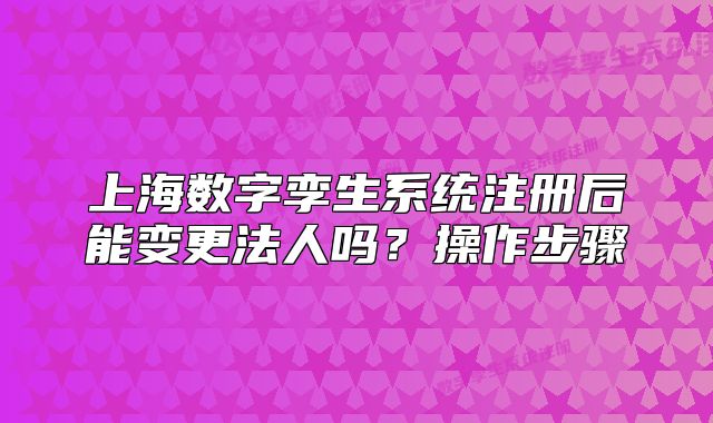 上海數(shù)字孿生系統(tǒng)注冊(cè)后能變更法人嗎？操作步驟