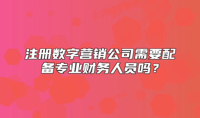 注冊(cè)數(shù)字營(yíng)銷公司需要配備專業(yè)財(cái)務(wù)人員嗎？