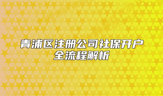 青浦區(qū)注冊公司社保開戶全流程解析