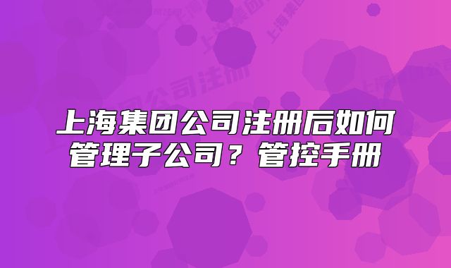 上海集團公司注冊后如何管理子公司？管控手冊
