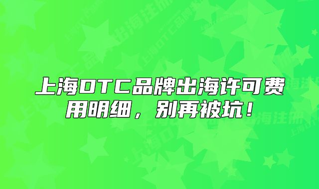 上海DTC品牌出海許可費(fèi)用明細(xì)，別再被坑！