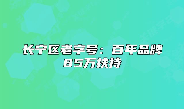 長寧區(qū)老字號(hào)：百年品牌85萬扶持