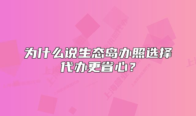 為什么說生態(tài)島辦照選擇代辦更省心？