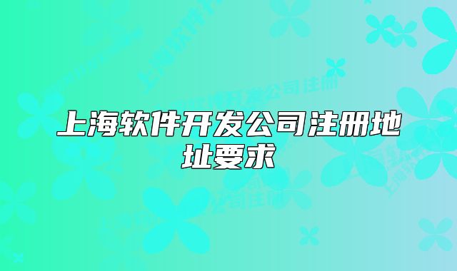 上海軟件開發(fā)公司注冊地址要求
