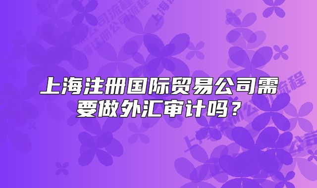 上海注冊國際貿(mào)易公司需要做外匯審計嗎？