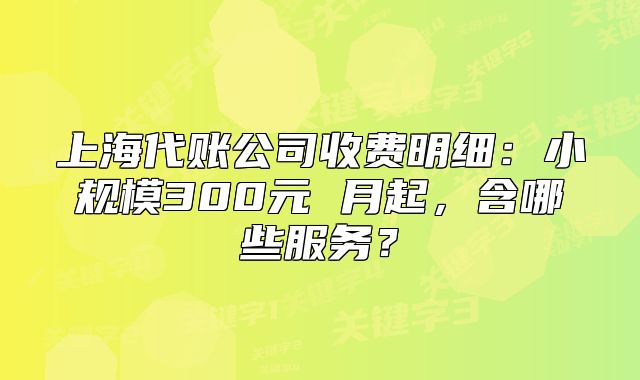 上海代賬公司收費(fèi)明細(xì)：小規(guī)模300元 月起，含哪些服務(wù)？